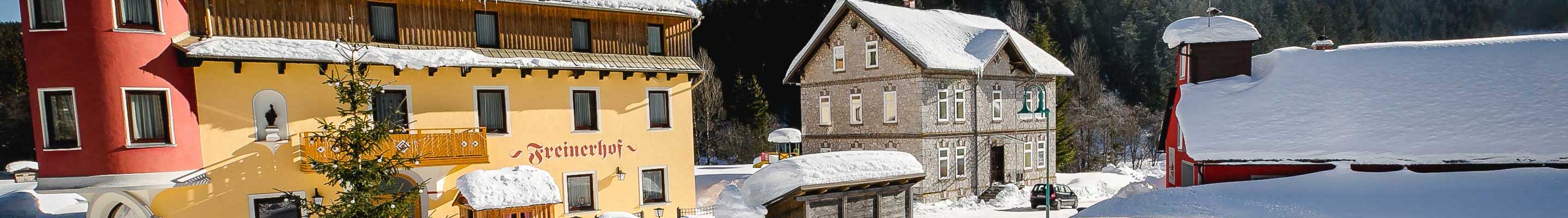 Außenaufnahme Freinerhof an einem schönen Wintertag